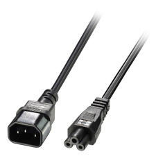 LINDY Tápkábel C14 - C5, 1m, fekete kábel és adapter