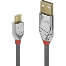 LINDY USB 2.0 Csatlakozókábel [1x USB 2.0 dugó, A típus - 1x USB 2.0 dugó, mikro B típus] 5.00 m Szürke kábel és adapter