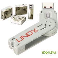 LINDY USB biztonsági dugó + kulcs fehér (kulcs + 4db dugó) biztonságtechnikai eszköz