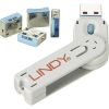 LINDY USB port blokkoló dugó, vakdugó, 4 db-os készlet, kék, kiszedő szerszámmal, Lindy 40452