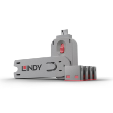 LINDY USB Portblokkoló (kulccsal) Pink - 4db kábel és adapter