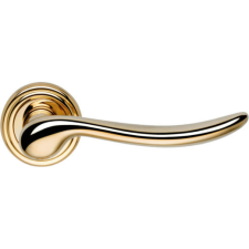 Linea Cali Beta fényes réz díszes körrozettás kilincsgarnitúra 488 RB 011 OL zár és alkatrészei