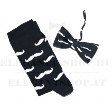  Linta zokni+csokor szett díszdobozban - Sötétkék bajusz mintás ajándéktárgy