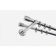 Lisabon 2 rudas fényes inox színű fém karnis szett - 160 cm karnis, függönyrúd