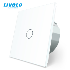 LIVOLO C711HW LIVOLO N101-es nyomógomb-impulzus érintőkapcsoló, 250V 5A, fehér kristályüveg villanyszerelés