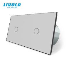LIVOLO C72101DS LIVOLO dupla 101-es fényerőszabályzós-dimmer érintőkapcsoló, 250V 5A, ezüst kristályüveg villanyszerelés