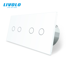 LIVOLO C72108RW LIVOLO távirányítós dupla alternatív érintőkapcsoló, 250V 5A, fehér kristályüveg villanyszerelés