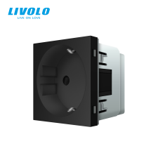 LIVOLO C721B LIVOLO földelt dugalj IP20 csavaros, süllyesztett 2P+F 16A 250V fekete konnektor villanyszerelés
