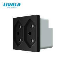 LIVOLO C72720B LIVOLO dupla dugalj kettős szigetelésű készülékekhez 2x2P+F 10A 250V fekete konnektor villanyszerelés