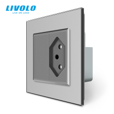 LIVOLO C7720S LIVOLO dugalj kettős szigetelésű készülékekhez 2P 10A 250V ezüst kristályüveg villanyszerelés