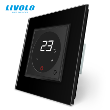 LIVOLO C7TMBB LIVOLO érintős hőmérséklet kapcsoló, termosztát, 250V 16A, fekete kristályüveg fűtésszabályozás