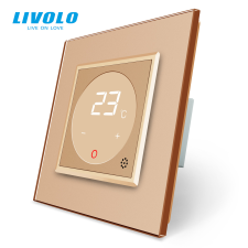 LIVOLO C7TMGG LIVOLO érintős hőmérséklet kapcsoló, termosztát, 250V 16A, arany kristályüveg fűtésszabályozás