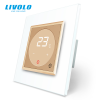 LIVOLO C7TMGW LIVOLO érintős hőmérséklet kapcsoló, termosztát, 250V 16A, arany-fehér kristályüveg