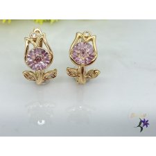  Lizandra antiallergén virág alakú köves fülbevaló 18K - rózsaszín fülbevaló
