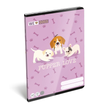 Lizzy Card Füzet tűzött A5, 40 lapos, vonalas - Pupper Love füzet
