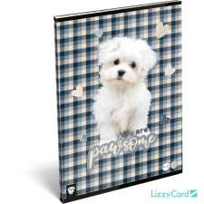 Lizzy Card kutyás tűzött füzet A/4, 32 lap vonalas, Pawsome, fehér kutya füzet