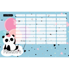 Lizzy Card Pandás órarend nagy 238x156mm, kétoldalas, Lollipop Pandacorn órarend