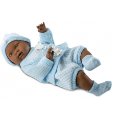 Llorens Csecsemő baba kék ruhában néger 45cm-es baba