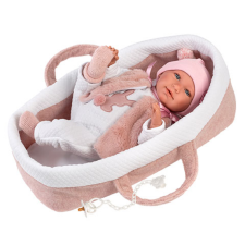 Llorens : Mimi újszülött 40cm-es síró kislány baba hordozóval (74012) baba