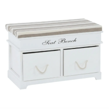  Lóca párnával, 2 fiók, fehér/világosbarna, SEAT BENCH 1 NEW bútor