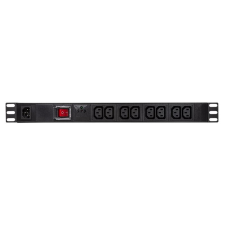 LogiLink 19" PDU 8-as IEC320 C13, túlfeszültség-védelemmel és kapcsolóval (PDU8A02) (PDU8A02) asztali számítógép kellék