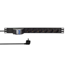 LogiLink 19&quot; PDU 6-utas, 2 pólusú megszakítóval hosszabbító, elosztó