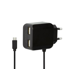 LogiLink 2xUSB-A hálózati töltő + fix Micro USB kábel fekete (PA0157) (PA0157) mobiltelefon kellék