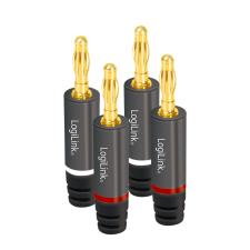 LogiLink Audio Banán csatlakozók, 4 db, fém, szürke (CA1212) (CA1212) kábel és adapter