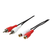  Logilink Audiokábel, 2x RCA/M - 2x RCA/F, fekete, 5 m kábel és adapter