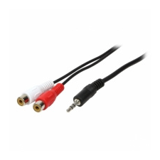 LogiLink Audiokábel, 3,5 mm-es 3 tűs/M-2x RCA/F, fekete, 5 m kábel és adapter