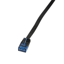 LogiLink CAT5e UTP Flat Patch Cable, AWG 30, blue colour RJ45 short plug, black, 10M kábel és adapter