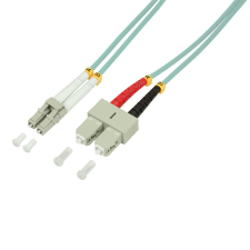 LogiLink Fiber duplex patch kábel, OM3, 50/125 , LC-SC, aqua, 0,5 m kábel és adapter