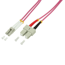 LogiLink Fiber duplex patch kábel, OM4, 50/125 , LC-SC, lila, 15 m kábel és adapter