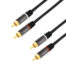 LogiLink Logilink Audiokábel, 2x RCA/M - 2x RCA/M, fém, fekete, 5 m kábel és adapter