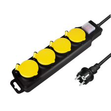 LogiLink Outlet Strip, 4 safety sockets, outdoor, w/switch, IP44, black (LPS254) hosszabbító, elosztó