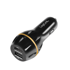 LogiLink PA0201 2x USB-A Autós töltő + USB kábel USB-C adapterrel - Fekete (19.5W) mobiltelefon kellék