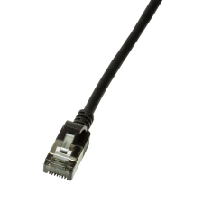 LogiLink Patch kábel, Cat.6A STP TPE SlimLine fekete, 1,5 m kábel és adapter
