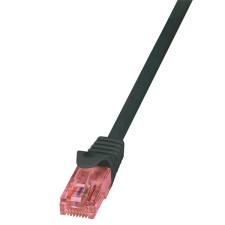 LogiLink patch kábel primeline, cat.6, u/utp, fekete, 0,25 m kábel és adapter