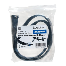 LogiLink - rugalmas kábelrendező, zippzárral, fekete, 1m - KAB0046 kábel és adapter