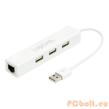 LogiLink UA0174A USB 2.0 to Fast Ethernet Adapter with 3-Port USB Hub White hálózati kártya