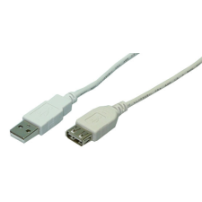 LogiLink USB 2.0 kábel, USB-A/M - USB-A/F, szürke, 2 m kábel és adapter