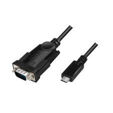 LogiLink USB 2.0 Type-C kábel, USB-C/M DB9/M, soros, fekete, 1,2 m kábel és adapter
