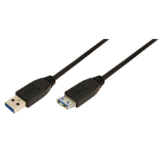 LogiLink USB 3.0 Hosszabbító kábel Type A&amp;gt;TypeA, fekete 3m kábel és adapter
