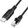 LogiLink USB 3.2 Type-C Ethernet kábel, C/M RJ45/M, 1 Gbps, aktív, fekete/szürke, 1 m (CU0410)