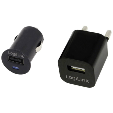 LogiLink USB autós töltő + hálózati adapter fekete (PA0076) mobiltelefon kellék