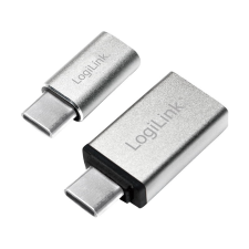  Logilink USB-C adapterkészlet, C/M - USB-A/F + C/M - Micro-USB/F, ezüst kábel és adapter