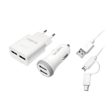 LogiLink USB töltőkészlet autó és AC 2port 2A / 2.1A (PA0137) (PA0137) mobiltelefon kellék