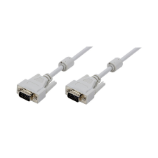 LogiLink VGA kábel, HD15/M - HD15/M, 1080p, 2x ferrit, szürke, 5 m kábel és adapter