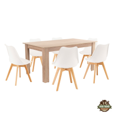  Lola 6+1 étkező garnitúra fehér-sonoma tölgy bútor