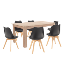 Lola 6+1 étkező garnitúra fekete-sonoma tölgy bútor